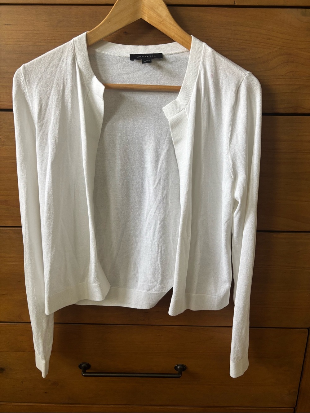 Ann Taylor White Cropped Open-Front Cardigan - Picture 3 of 7